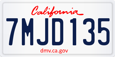 CA license plate 7MJD135