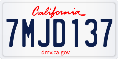 CA license plate 7MJD137