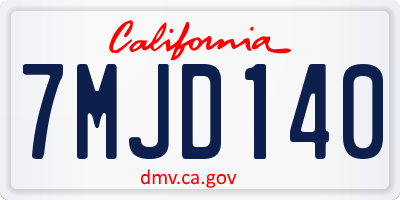 CA license plate 7MJD140