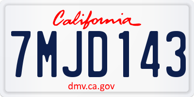 CA license plate 7MJD143