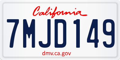 CA license plate 7MJD149