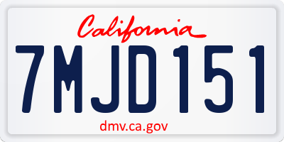 CA license plate 7MJD151