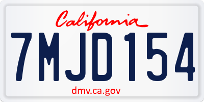 CA license plate 7MJD154