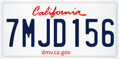 CA license plate 7MJD156