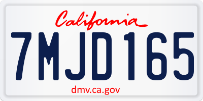 CA license plate 7MJD165