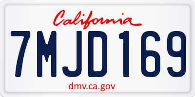CA license plate 7MJD169