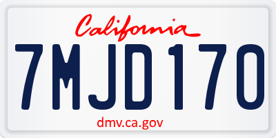 CA license plate 7MJD170