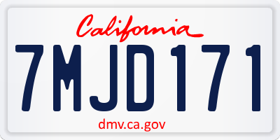 CA license plate 7MJD171