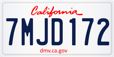 CA license plate 7MJD172
