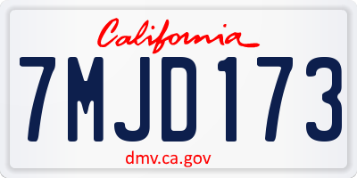 CA license plate 7MJD173