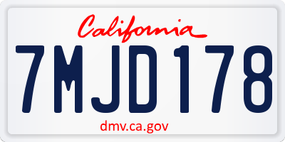 CA license plate 7MJD178