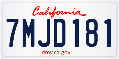 CA license plate 7MJD181