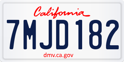 CA license plate 7MJD182