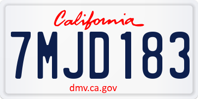 CA license plate 7MJD183