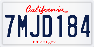 CA license plate 7MJD184