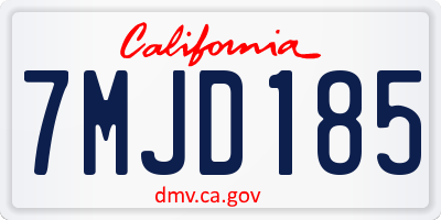 CA license plate 7MJD185
