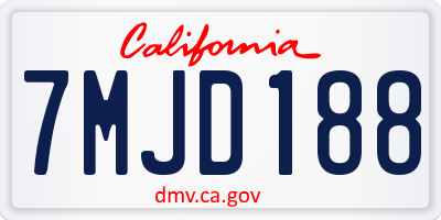 CA license plate 7MJD188