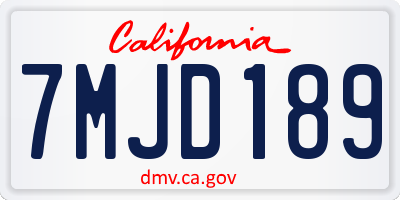 CA license plate 7MJD189