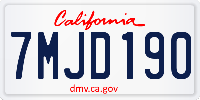 CA license plate 7MJD190