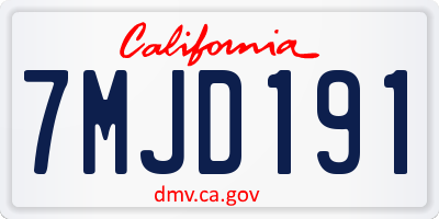 CA license plate 7MJD191