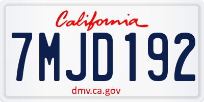 CA license plate 7MJD192