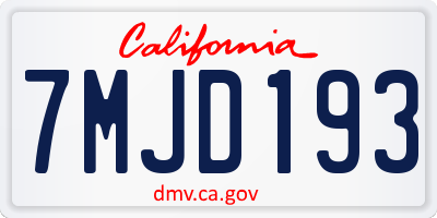 CA license plate 7MJD193