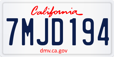 CA license plate 7MJD194