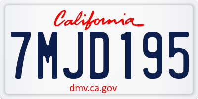 CA license plate 7MJD195