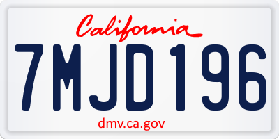 CA license plate 7MJD196