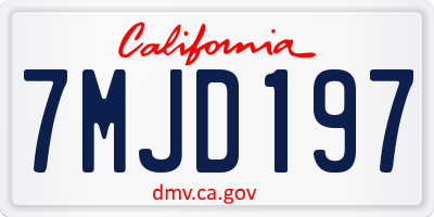 CA license plate 7MJD197