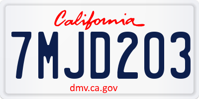 CA license plate 7MJD203