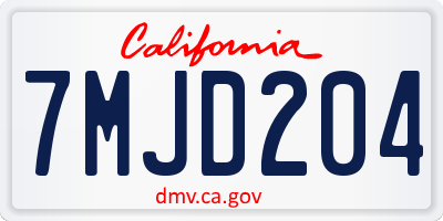 CA license plate 7MJD204