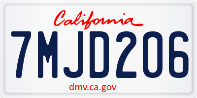 CA license plate 7MJD206