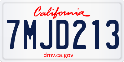 CA license plate 7MJD213