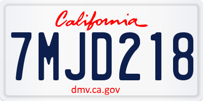 CA license plate 7MJD218