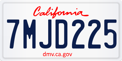 CA license plate 7MJD225