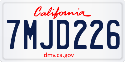 CA license plate 7MJD226