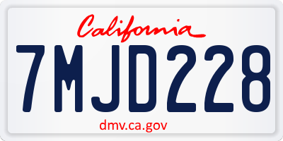 CA license plate 7MJD228