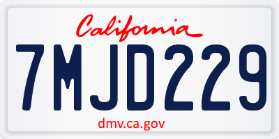 CA license plate 7MJD229