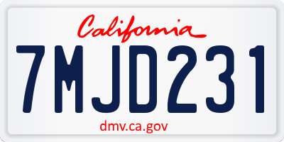 CA license plate 7MJD231