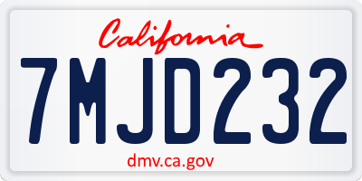 CA license plate 7MJD232