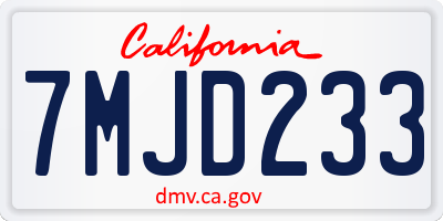 CA license plate 7MJD233