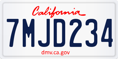 CA license plate 7MJD234