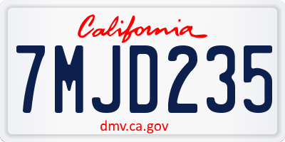CA license plate 7MJD235