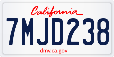 CA license plate 7MJD238