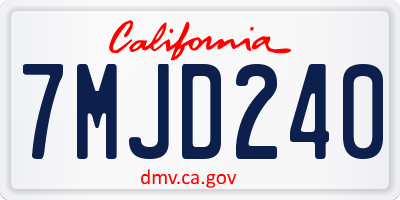 CA license plate 7MJD240