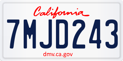 CA license plate 7MJD243