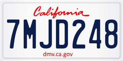 CA license plate 7MJD248