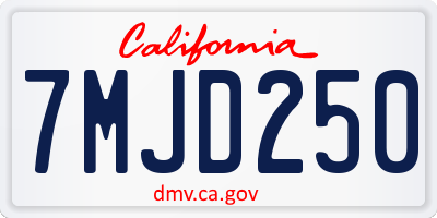 CA license plate 7MJD250