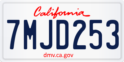 CA license plate 7MJD253